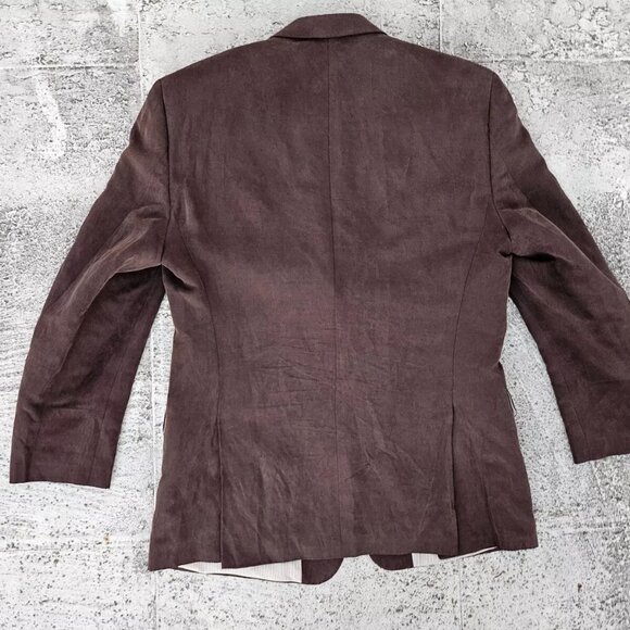 Calvin Klein Men Blazer Three Button Sport Coat Brown Silk Blend Jacket Size 42R - Picture 4 of 9